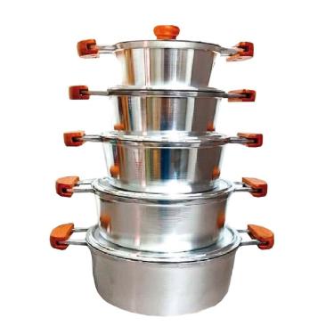 Imagem de Jogo 5 Panelas Alumínio Batido Fundido Tampa Pesada Extang