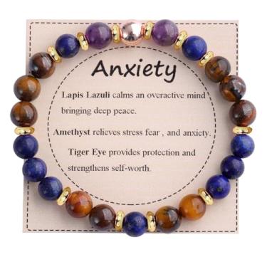 Imagem de KSQS Pulseira De Contas Pedras Curativas Para Mulheres, Proteção E Equilíbrio Com Preciosas Naturais, Cristal Espiritual Alívio Da Ansiedade Cartão Significado (Nº 6)