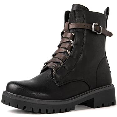 Imagem de GLOBALWIN Botas De Combate Femininas Pretas, Botins Cano Curto Para Mulheres, Salto Baixo 7,5 M