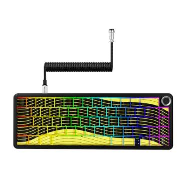 Imagem de X65PRO HE Teclado Mecânico Magnético com Rapid Trigger, Layout 60% Hot-Swap, Sensor Hall Effect, Atuação Ajustável, RGB Tri-Mode, Taxa de Polling 8KHz com Cabo Enrolado para MOBA/FPS/RTS - Amarelo