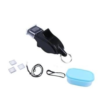 Imagem de Dynwave Apito esportivo portátil resistente com cordão, som alto e nítido para treinamento de árbitros de emergência, futebol ao ar livre, Preto