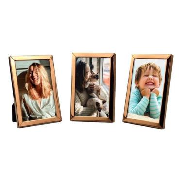 Imagem de Kit 3 Porta Retratos Foto 10x15 Metal - MultiArt