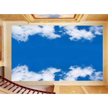 Imagem de Papel De Teto Céu Azul Nuvem Branca Dia Manhã 3,5M Rof11 - Você Decora