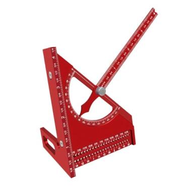 Imagem de ＡＷＨＡＯ Régua triangular e esquadro com ângulo ajustável para carpintaria, Vermelho, Tamanho real