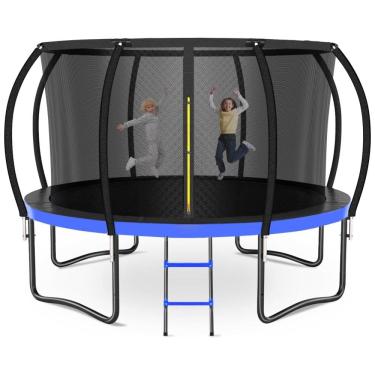 Imagem de Cama Elástica Reforçada até 204 kg, Tamanho 4,26 Metros, Zevemomo, Azul