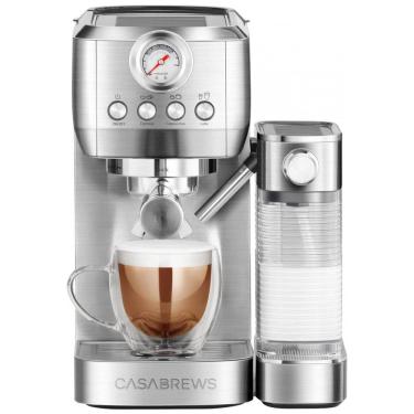 Imagem de Máquina de Café Expresso em Aço Inoxidável com Bocal de Leite Automático, 110V 1350W, CASABREWS, Prata