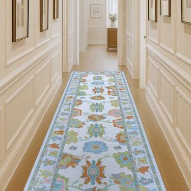 Imagem de Fame Living Tapete colorido Oushak Runner, corredores modernos, turco, eclético, floral, pastel, lavável, tapetes pequenos, corredor curto para corredor, entrada, lavanderia, hall de entrada, cozinha