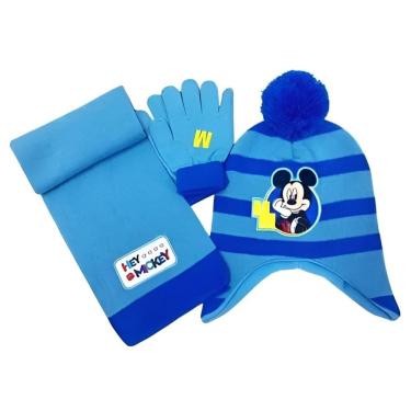 Imagem de Kit Inverno Infantil Masculino Mickey Touca Cachecol Luva