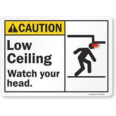 Imagem de SmartSign Placa "Caution - Low Teiling, Watch Your Head" | Plástico de 25,4 cm x 35,5 cm (S2-0527-PL-14)