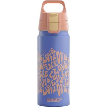 Imagem de SIGG Garrafa de água de alumínio para crianças - WMB One Wave - Adequada para bebidas carbonatadas - à prova de vazamento - leve - sem BPA - Certificado ClimatePartner - Esportes e escola - azul - 0,6