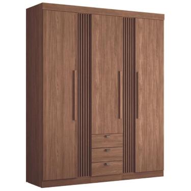 Imagem de Guarda Roupa Solteiro 3 Portas Ripado Lens Jatobá