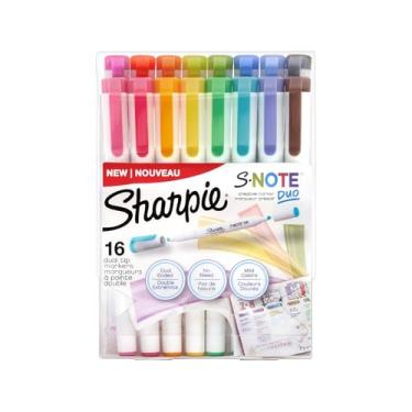Imagem de Sharpie S-Note Duo Conjunto de Marcadores Criativos de Extremidade Dupla Parte Marcador Marcador Peça Arte Diversas Cores Fina e Ponta de Cinzel Inclui Cavalete Stand-up 16 Unidades