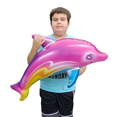 Imagem de Zugar Land Grande Brinquedo Inflável De Piscina Golfinhos Coloridos Arco-Íris Rosa 36" (Pacote) Decoração Temática Aquática Praia E Para Festa Aniversário (1)