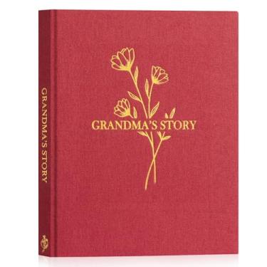 Imagem de Lanpn DiáRio de HistóRias da Avó Com Mais de 260+ Perguntas, DiáRio Guiado da Avó Em Linho, Livro de MemóRias para Preencher, Presente para Vovó, Dia das MãEs de AniversáRio Natal, Vermelho