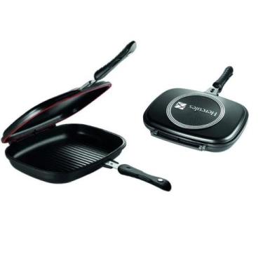 Imagem de Grill Frigideira Dupla Com Cabo 31Cm Antiaderente Hercules Resistente