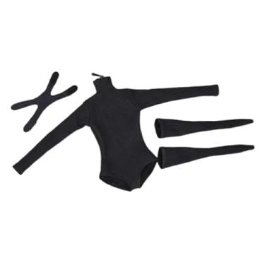 Imagem de MERIGLARE Macacão em miniatura em escala 1:6 com meias tubulares, moda casual, estilosa, de verão, para bonecos de ação de 12'', acessório , Preto