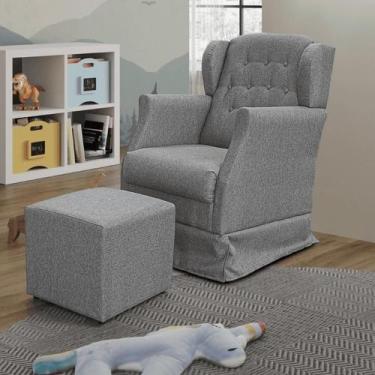Imagem de Poltrona Amamentação Balanço Descanso Manu Com Puff Linho - JMDECOR, c