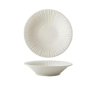 Imagem de Prato de cerâmica de relevo de 15 cm para lanches, bolos e sobremesas de chá da tarde - branco