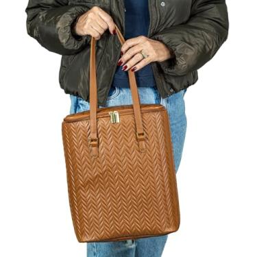 Imagem de Bolsa Térmica Para Vinho com 3 Compartimentos Marrom Caramelo Alça Dupla
