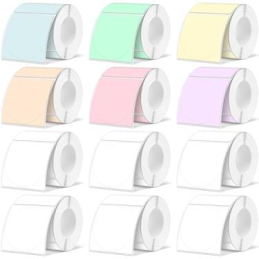 Imagem de Ctosree 1560 peças de etiquetas térmicas circulares de 5 cm autoadesivas, redondas e diretas, adesivos de impressora multiuso para design de logotipo DIY, código QR, etiqueta de nome, 12 rolos (cores