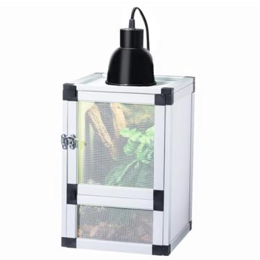 Imagem de Gaiola híbrida para répteis Toxirium 46 x 45 x 91 cm com moldura de alumínio, painéis laterais e traseiros de PVC, duas telas intercambiáveis e portas frontais de acrílico, tela superior ventilada
