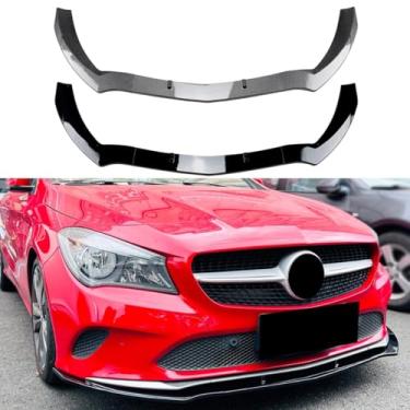 Imagem de Spoiler divisor de para-choque dianteiro compatível com CLA-Class C117 2016-2019 Kit de carroceria protetor de para-choque capa acessórios para carro (preto brilhante)