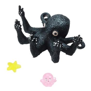 Imagem de Mairuker Enfeite de decoração de aquário de polvo brilhante encantado, decoração exclusiva de peixe de resina com pequena luz noturna polvo e estrela do mar para tanque/tigela, acessórios de brinquedo
