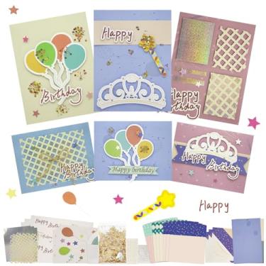 Imagem de CREATIVETREES Kits de confecção de cartões comemorativos DIY cartões em branco para aniversários, 9 envelopes, cartões de agradecimento de balões coloridos, cartões de agradecimento com envelopes