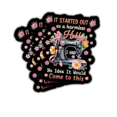 Imagem de 3 peças It Started Out as a Harmless Hobby I Had No Idea It Would Come to This Sticker Gift for Crafters Quilters Sewists Harmless Hobby Stickers Sewing Car Decal for Laptop Water Bottle Phone Case