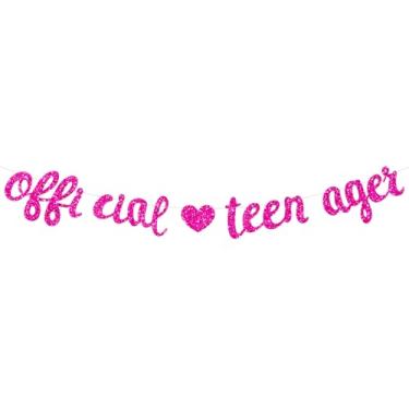 Imagem de Banner oficial de adolescente vermelho rosa para meninos decorações de aniversário de 13 anos 13 anos de idade lembrancinhas de festa de aniversário de adolescente suprimentos foto pano de fundo rosa