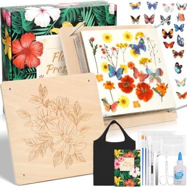 Imagem de Cruzix Kit de prensa de flores grandes, 28 x 28 cm, kit de prensagem de madeira de 10 camadas para adultos, faça você mesmo, preservação de flores e flores secas, moldura de marcador, decoração de