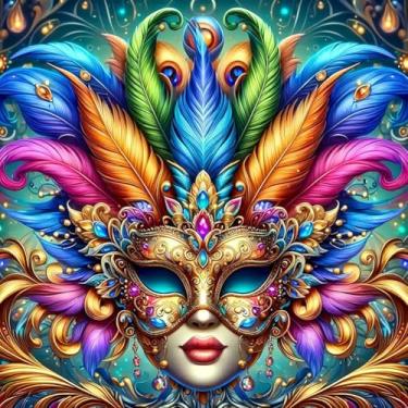 Imagem de WSLWXSHM Kits de pintura de diamante para máscara de adultos, kits de arte de diamante de perfuração completa, pintura 5D faça você mesmo com diamantes, artesanato para decoração de parede de casa