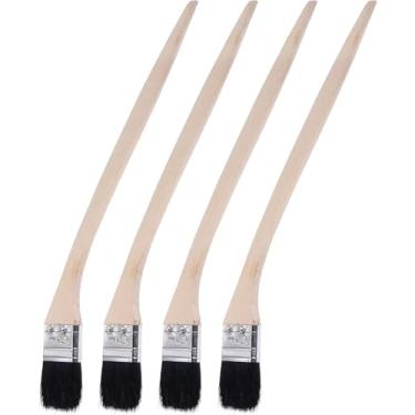 Imagem de Pincel de pintura de radiador dobrado premium de 40,6 cm/43,2 cm, comprimento 2,5 polegadas/5,1 cm/2,5 polegadas/7,5 cm de largura com cabo de madeira longo para bricolage, parede, tratamento (preto 4