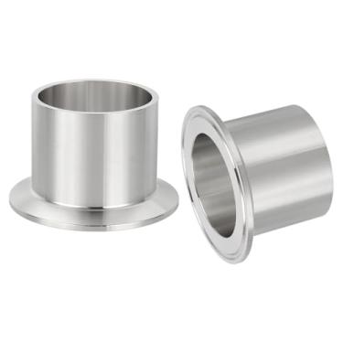 Imagem de PATIKIL Encaixe sanitário de aço inoxidável 304, 2 peças de encaixe de tubo de virola de solda longa 2 1/4" (57 mm) Conector OD de tubo 77,5 mm Flange de virola OD para processamento de alimentos de
