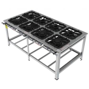 Imagem de Fogão Industrial Inox Gastromaq 8 Bocas Mistas Encosto FGI408EM