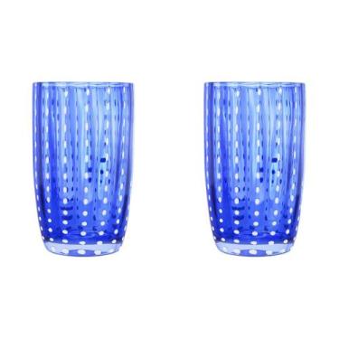 Imagem de Kit 2 Copos Alto de Vidro para Água Sucos e Refrigerante Orquídea Azul