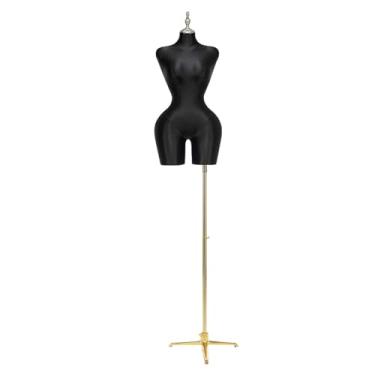 Imagem de Manequim feminino plus size europeu e americano, torso de poliéster destacável e manequim com suporte de altura ajustável(Black,Triangle)