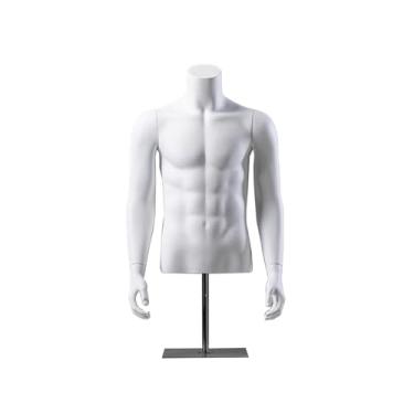 Imagem de Manequim masculino com músculos de meio corpo, torso, base com suporte removível, terno, camisa, camiseta, expositor de roupas(White)