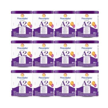 Imagem de Leite A2 em Pó Integral Instantâneo, 380g, Rico em Vitaminas A, C e D, Ferro e Zinco, 12 Unidades