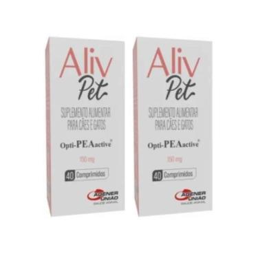 Imagem de 2 Aliv Pet Suplemento Alimentar Cães Cão Gatos 150mg 40 Cps - Agener U