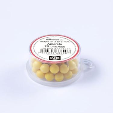 Imagem de ACC - Alfinete Mapa 3 Caixa Plástico 25 unidades Aço Cabplast Amarelo