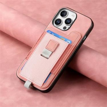 Imagem de YOGISU Capa de celular magnética removível com porta-cartões para iPhone 16 Pro Max (para iPhone 16 Pro Max/rosa)