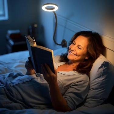 Imagem de Kaulsoue Lâmpada montada na parede, luz de leitura para livro na cama à noite, lâmpada LED sem sombras para bancada de trabalho, quarto, cabeceira, cuidados com os olhos, 5 cores e brilho ajustáveis