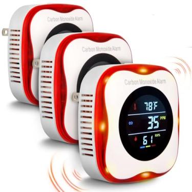 Imagem de Vzmcov Detector de monóxido de carbono plug-in com visor de CO em tempo real e monitor de temperatura e umidade, adequado para casa, trailer, apartamento, alarme compacto de CO de segurança de ar