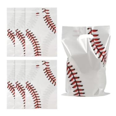 Imagem de HUIANER Sacos de presente de festa de beisebol, 60 peças, lembrancinhas de festa de beisebol para lanches, academia, esportes, aniversário, 24 x 16,7 cm, branco