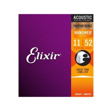 Imagem de Cordas 011 Custom Light Phosphor Violão Aço Elixir