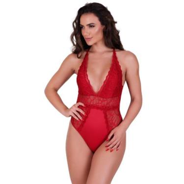Imagem de Body Decotado com Detahe de Renda Bore Pocah - NAKA MODAS, Vermelho, P