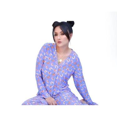 Imagem de Pijama Adulto Feminino Longo Aberto Inverno Liganete Blogueira - Nanna