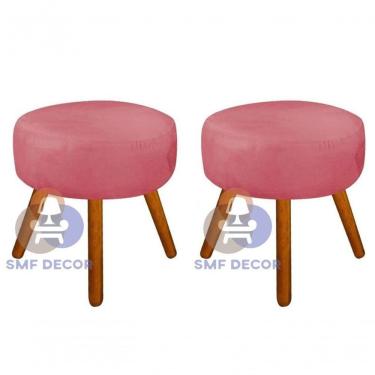 Imagem de Kit 02 Puff Redondo Pés Palito rosê