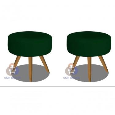 Imagem de Kit 02 Puff Redondo Pés Palito verde Veludo